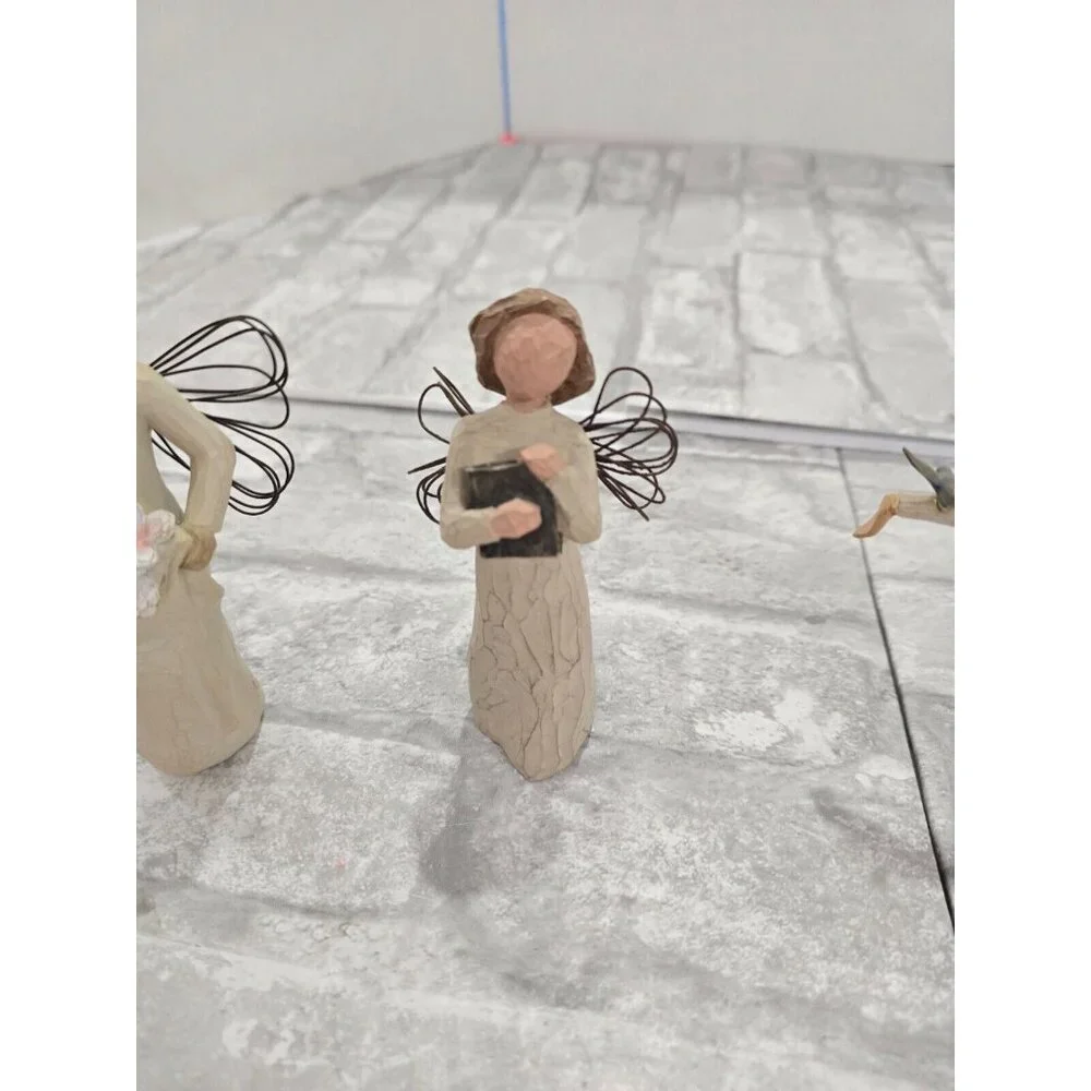 Lot of 3 Demdaco Willow Tree Angel Of Spring Angel of Learning, Happiness Broken